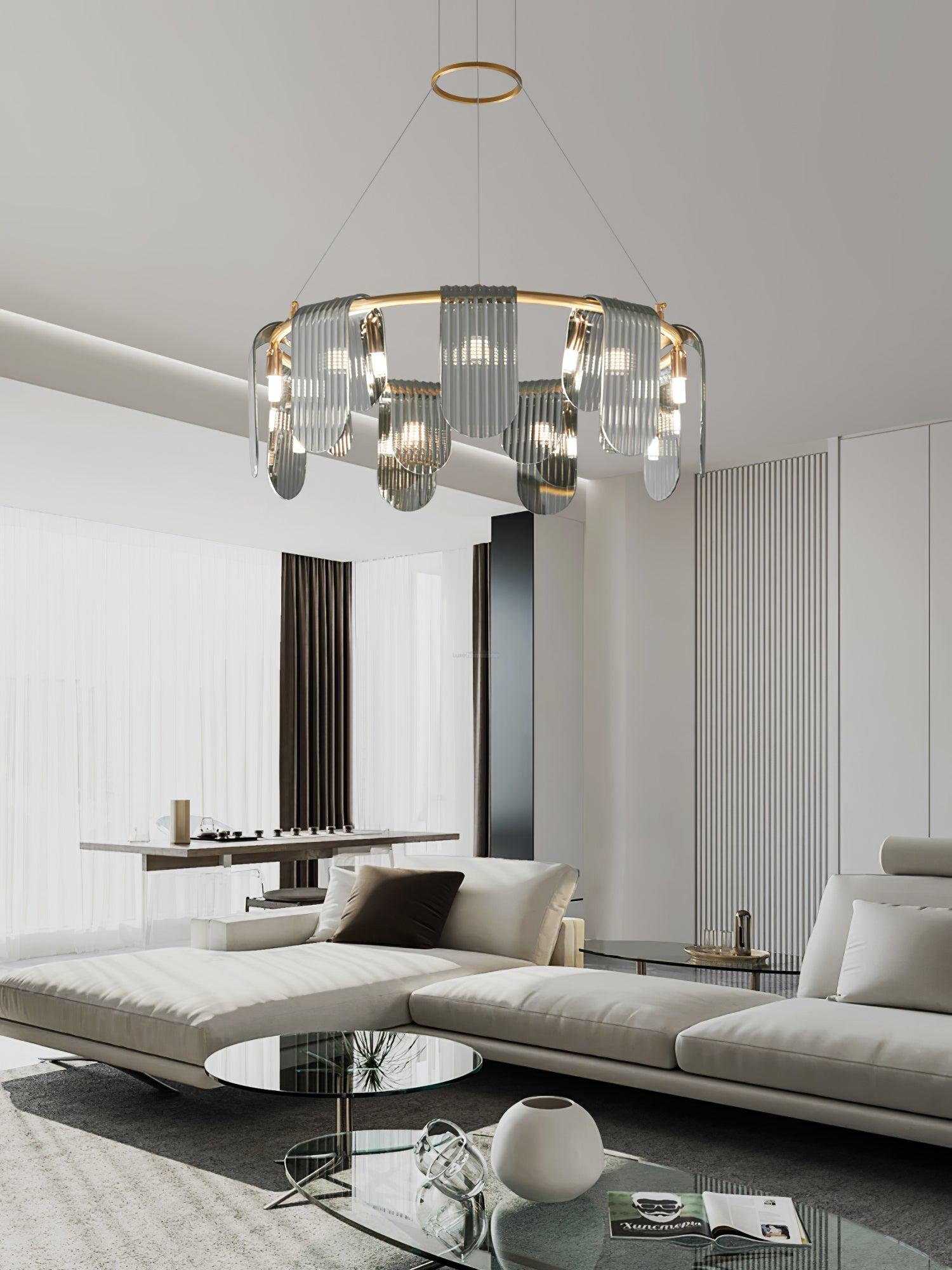 Folioles Brass Chandelier with 6/9/12 lamps-Sylvia Space