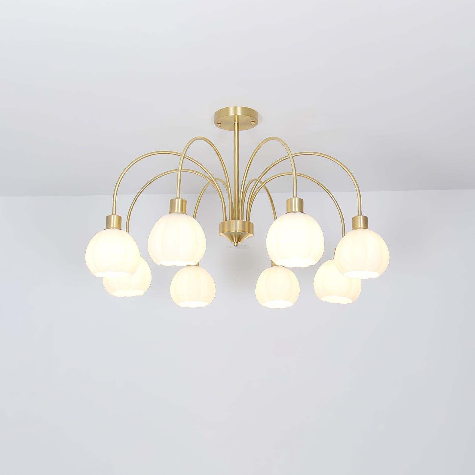 Glass Pumpkin Gold Chandelier with 3/5/6/8 heads-Sylvia Space