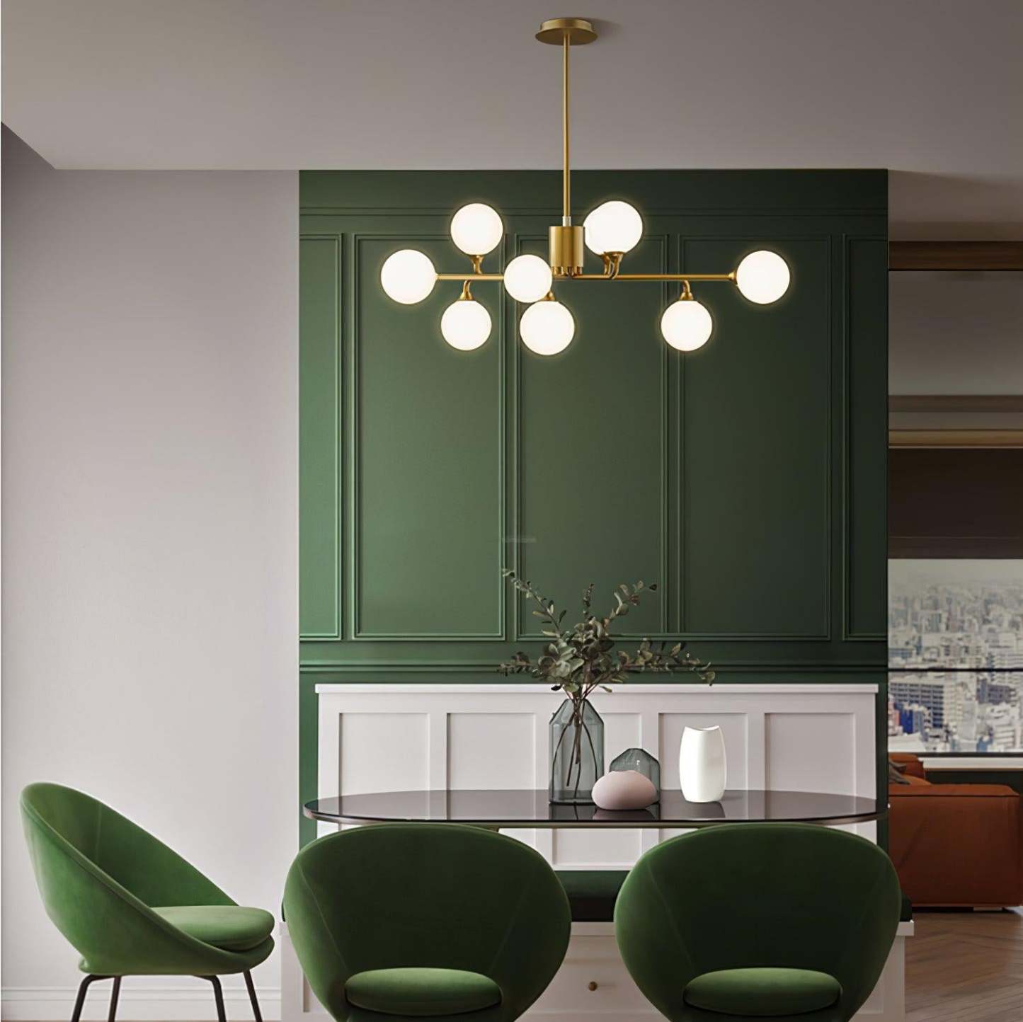 Staggered Glass Globes Chandelier with 6/9/12 heads-Sylvia Space
