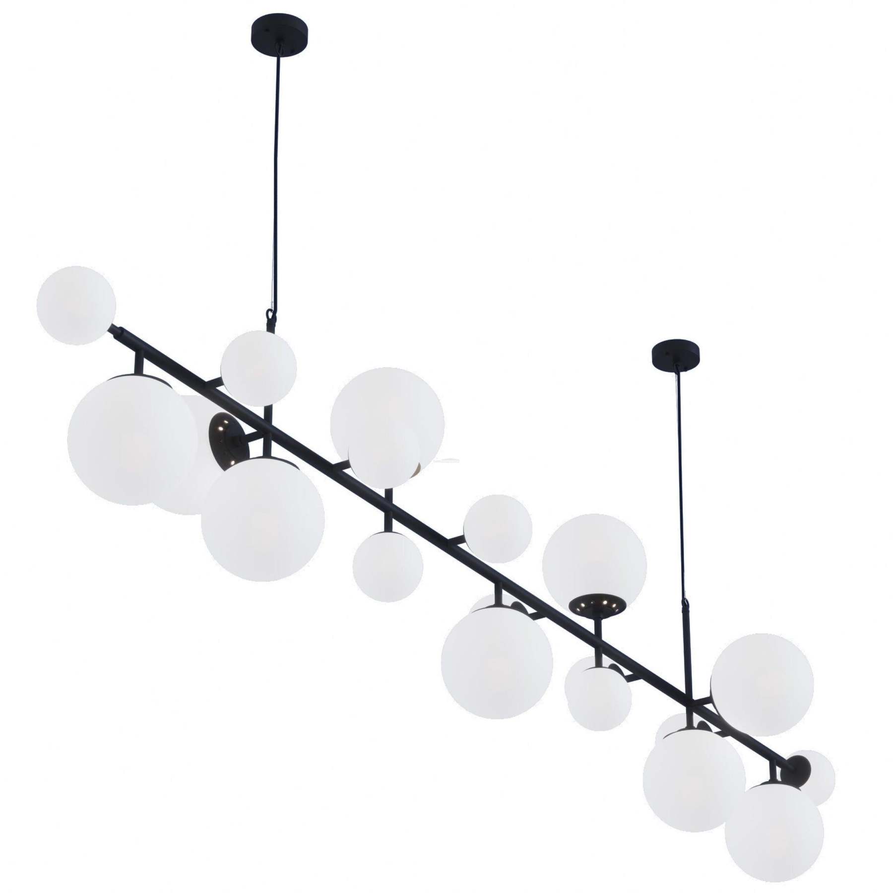 Brass Glass Globe Linear Chandelier-Sylvia Space