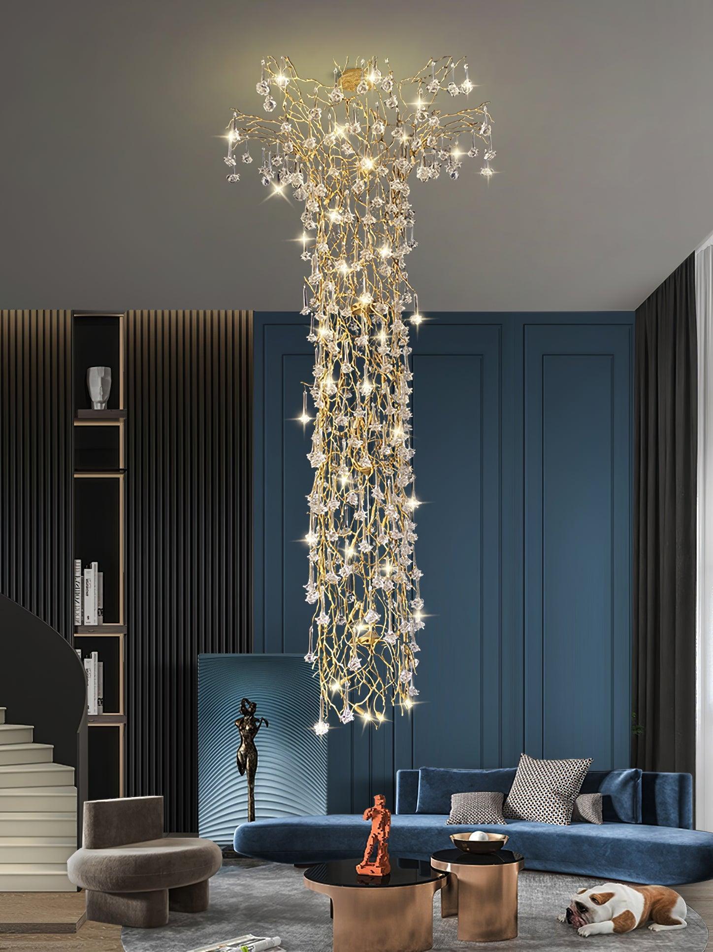 Tree Branch Staircase Chandelier ∅ 59″-Sylvia Space