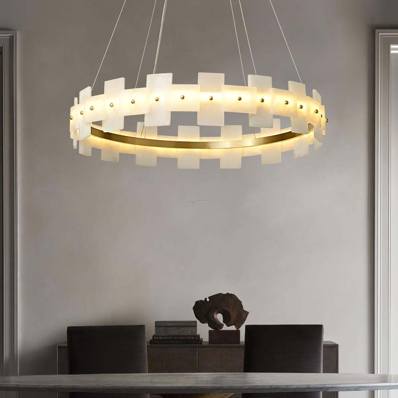 Alabaster Halo Chandelier Φ 23.6″/Φ 31.5''-Sylvia Space