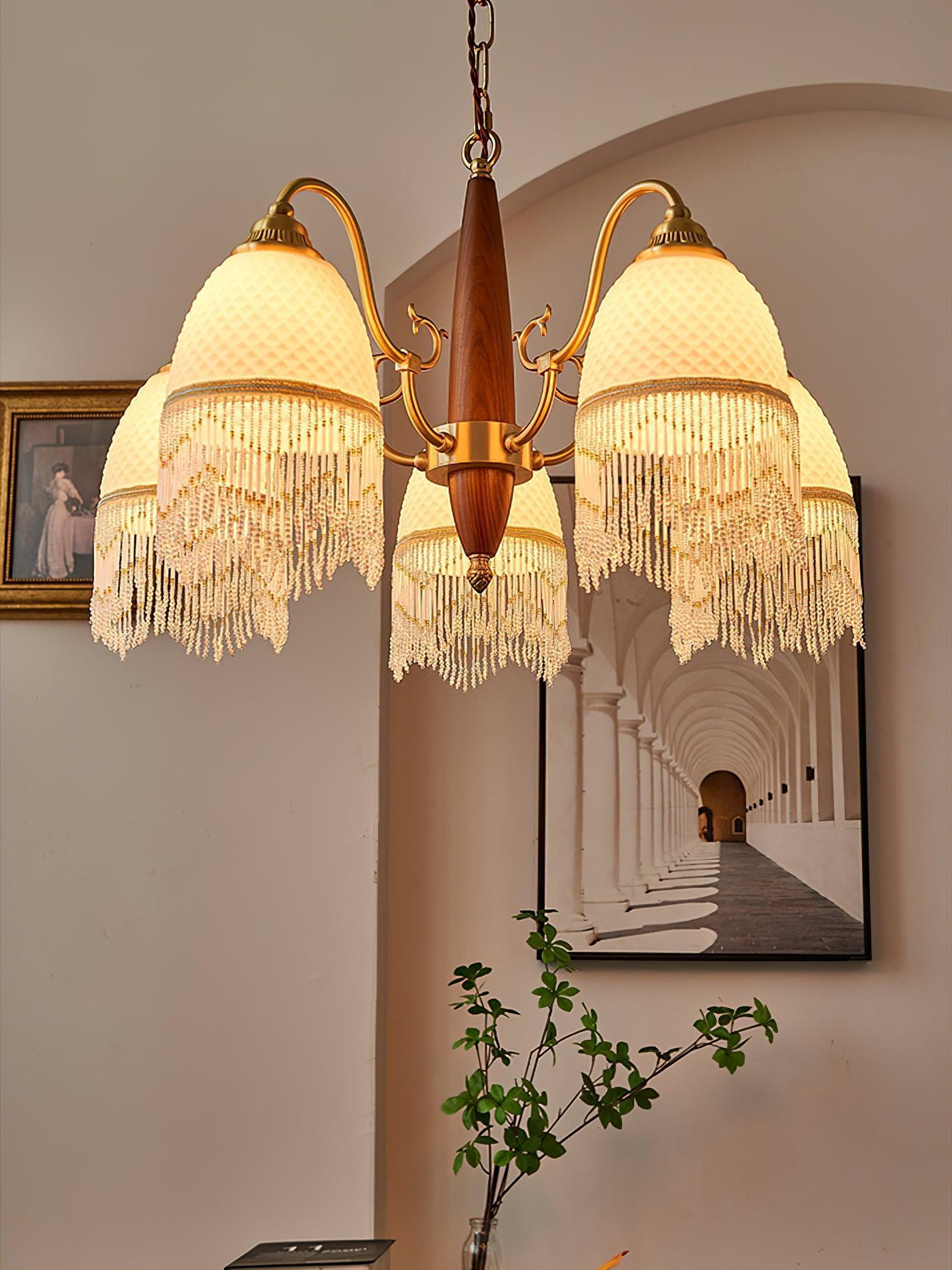 Mesh Tassel Glass Chandelier ∅ 19.7″-Sylvia Space
