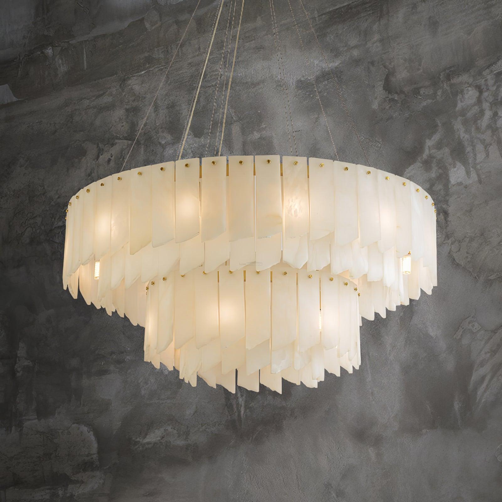Alabaster Cascade Tiered Chandelier ∅ 27.6″-Sylvia Space