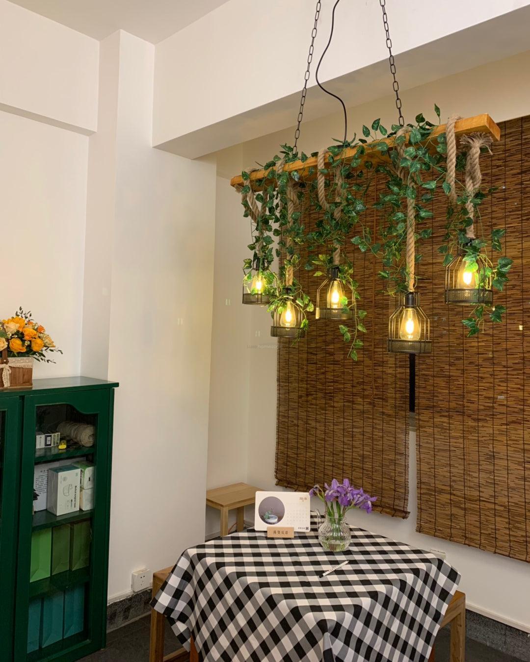 Rustic Wooden Chandelier with 3/5/8 heads-Sylvia Space