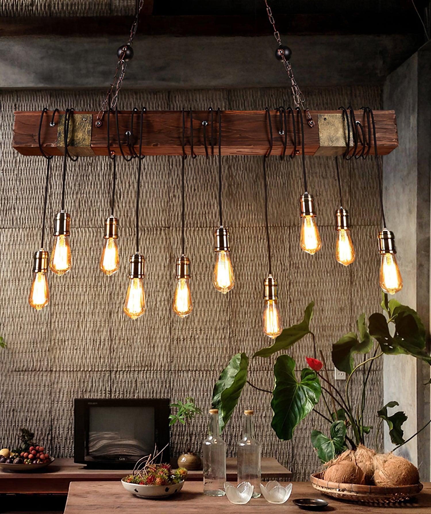 Wooden Hanging Multi Chandelier-Sylvia Space