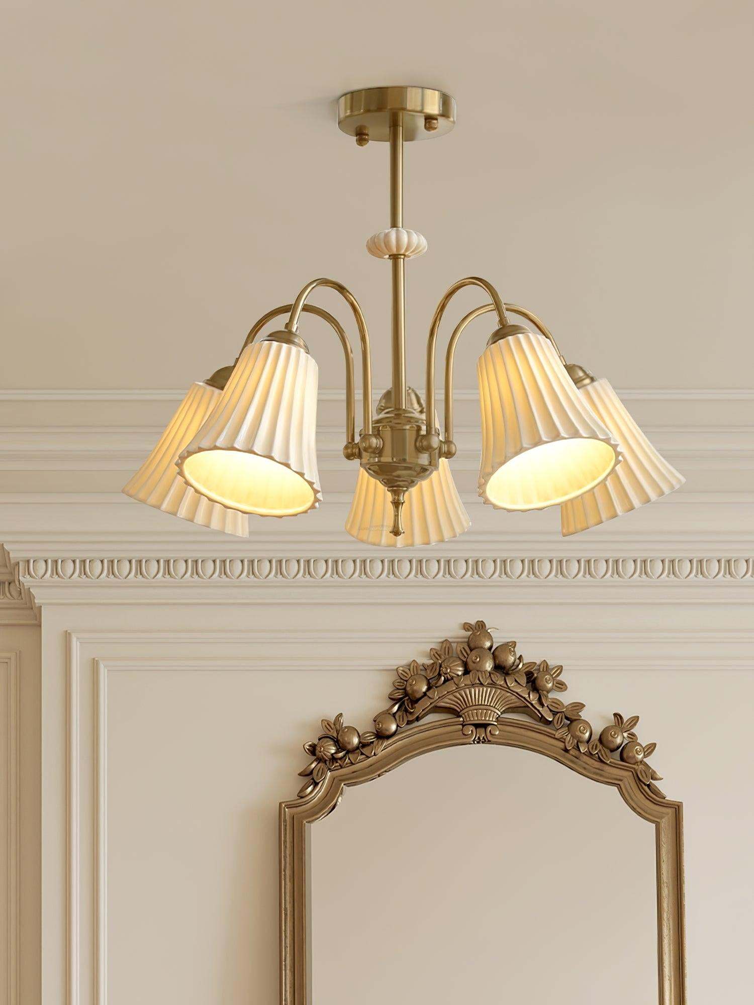 Medieval Ceramic Trumpet Chandelier with 3/5/8 lamps-Sylvia Space