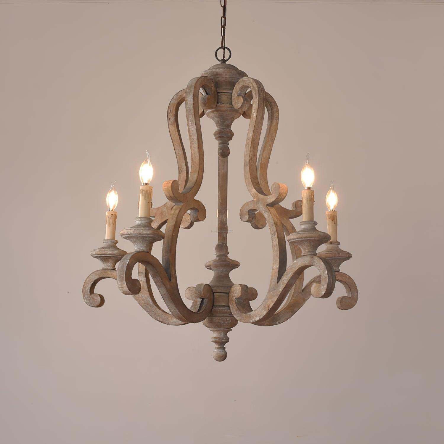 Parrotuncle Wooden Candle Chandelier Φ 23.6″-Sylvia Space