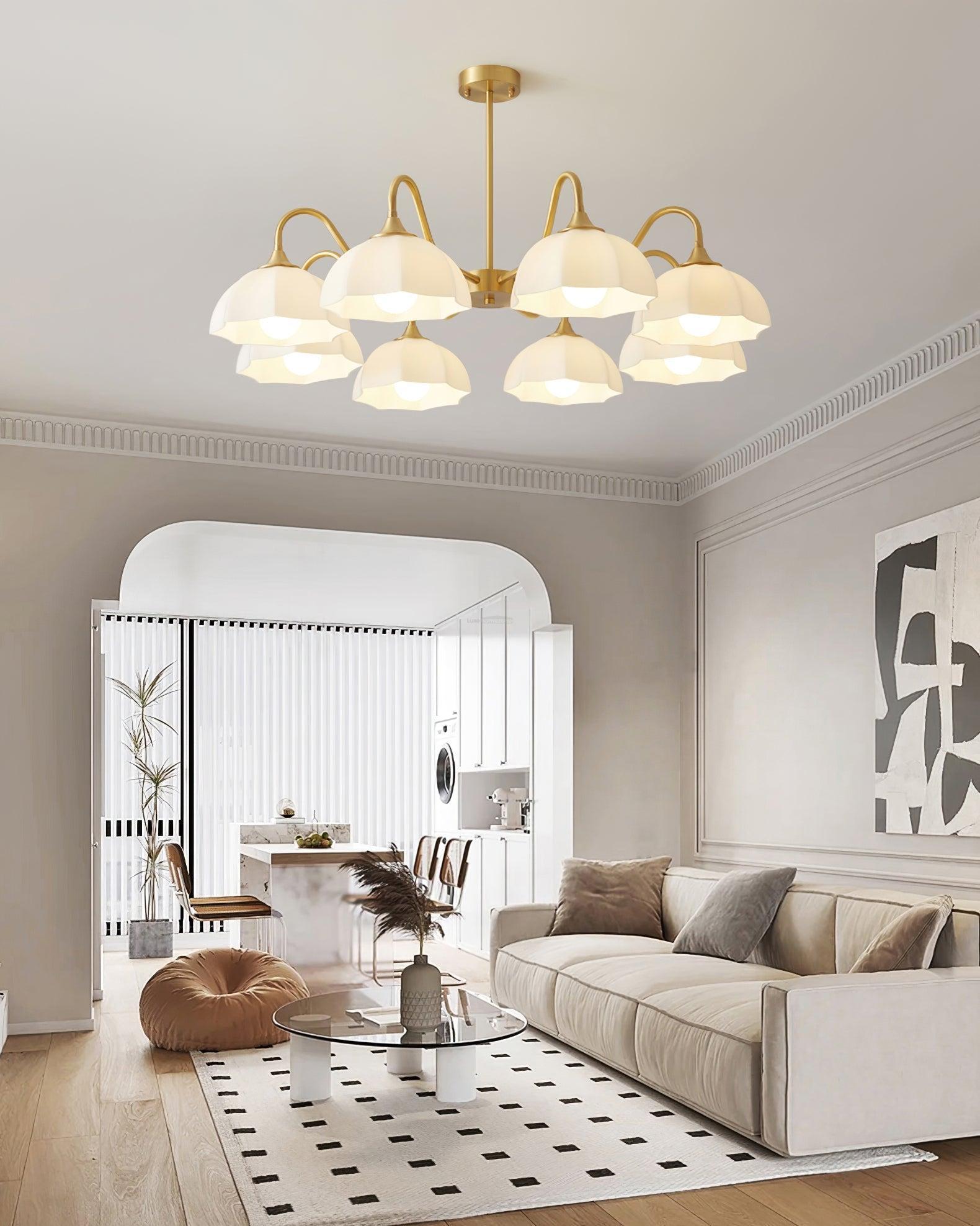 Octagonal Glass Bowl Chandelier with 3/5/8 heads-Sylvia Space