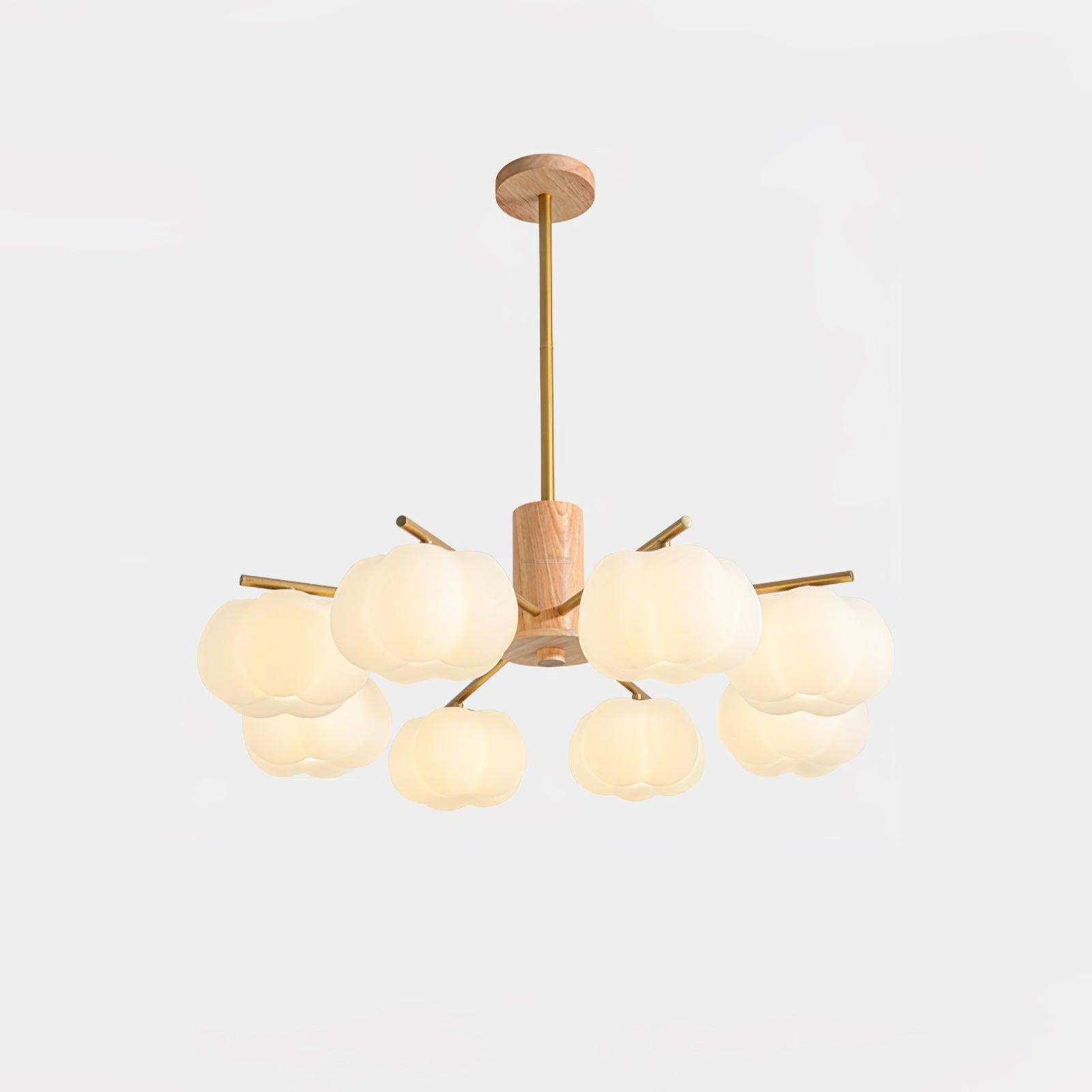 Wooden Cotton Balls Chandelier with 5/8 lamps-Sylvia Space