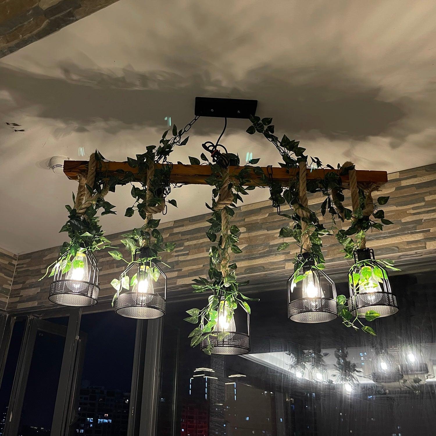 Rustic Wooden Chandelier with 3/5/8 heads-Sylvia Space