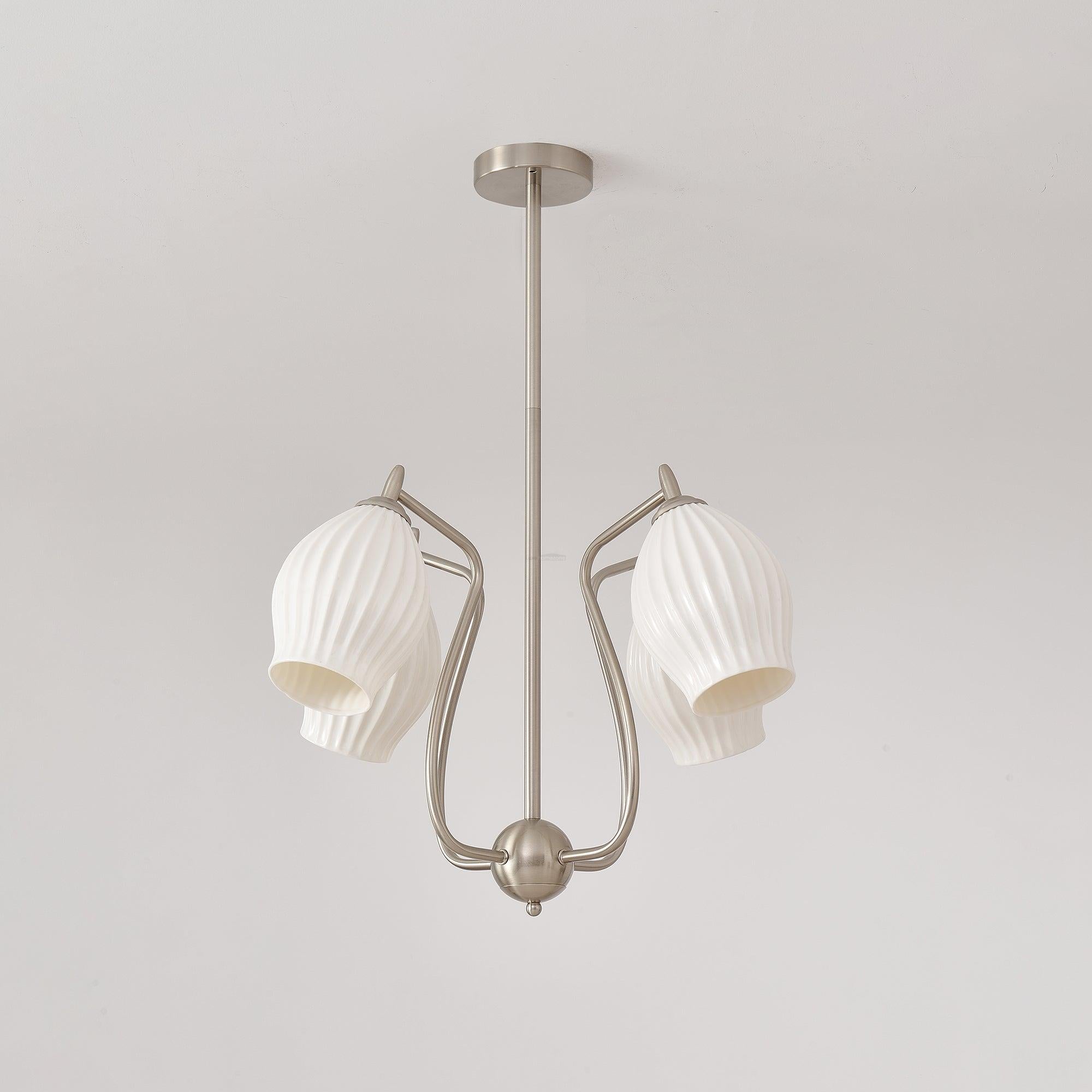 Ceramic Ribbed Chandelier with 4/6/8 heads-Sylvia Space