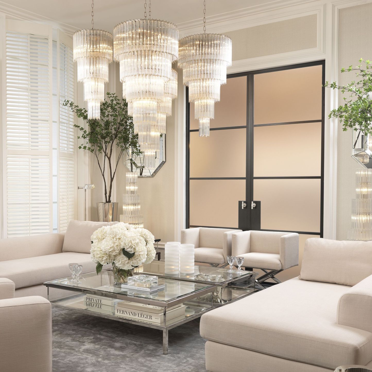 Alpina Modern Glass Chandelier - [Nickel] - Eichholtz-Sylvia Space