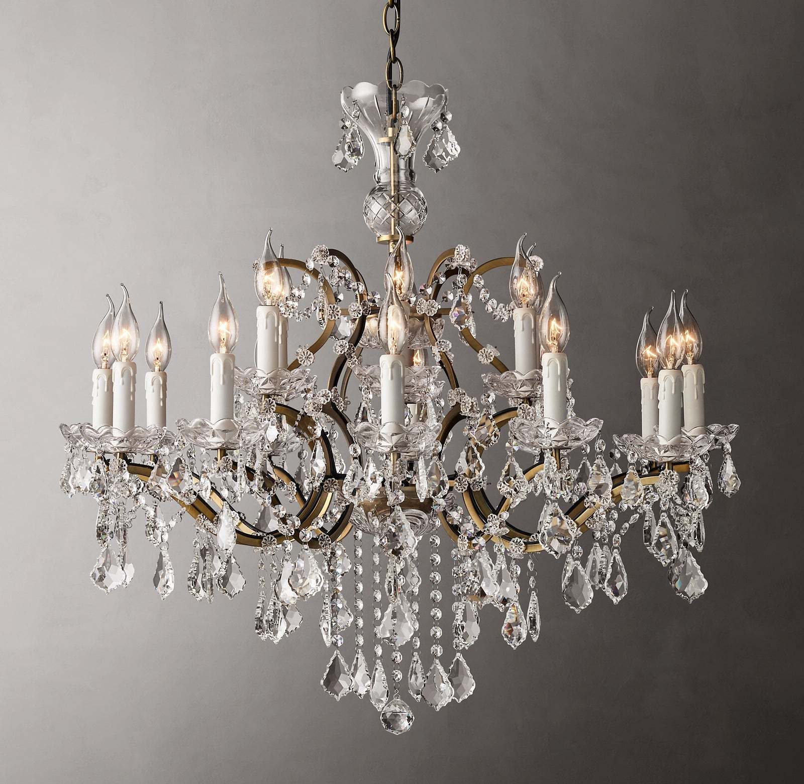 Rocco Iron & Crystal Round Chandelier 33''-Sylvia Space