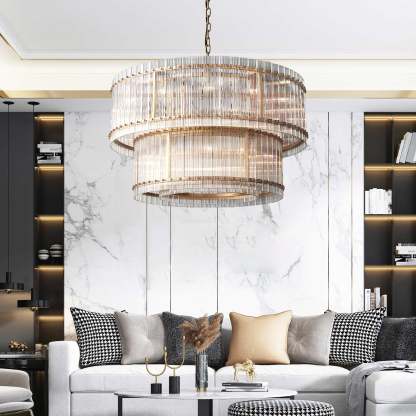 San Marc Handmade Glass 2-Tier Round Chandelier 48"-Sylvia Space