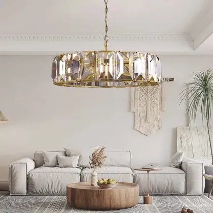 Harlow Faceted Crystal Round Chandelier 38"