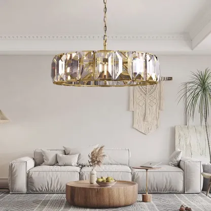 Harlow Faceted Crystal Round Chandelier 38"