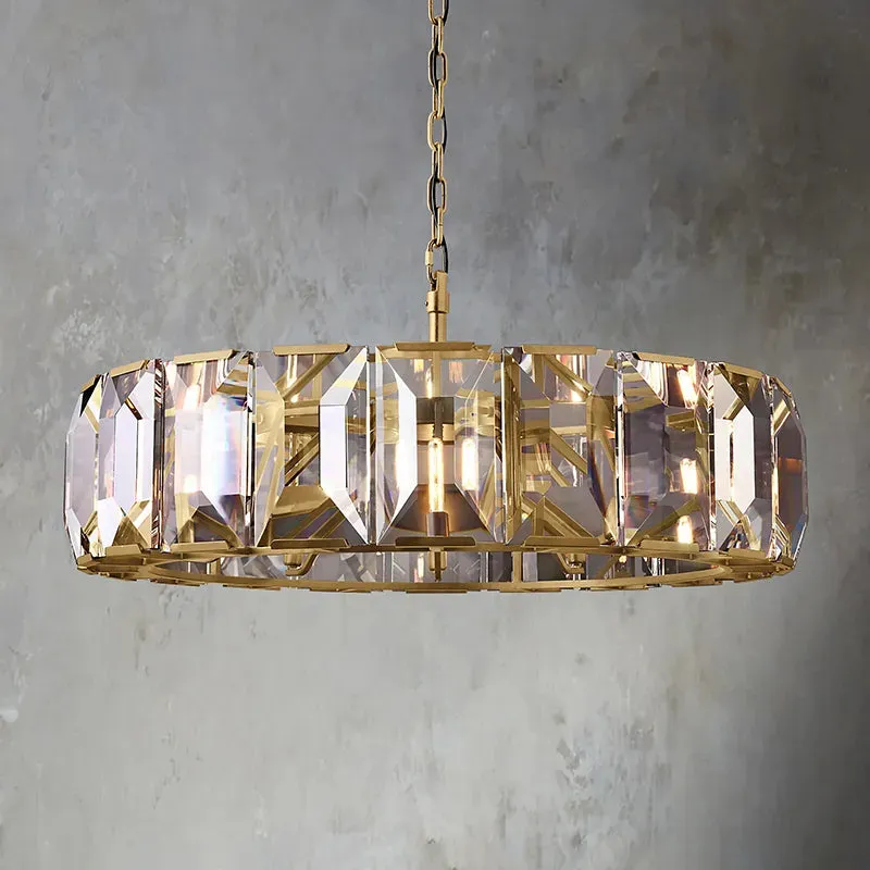 Harlow Faceted Crystal Round Chandelier 38"