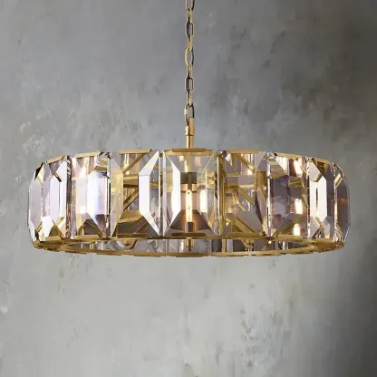 Harlow Faceted Crystal Round Chandelier 38"