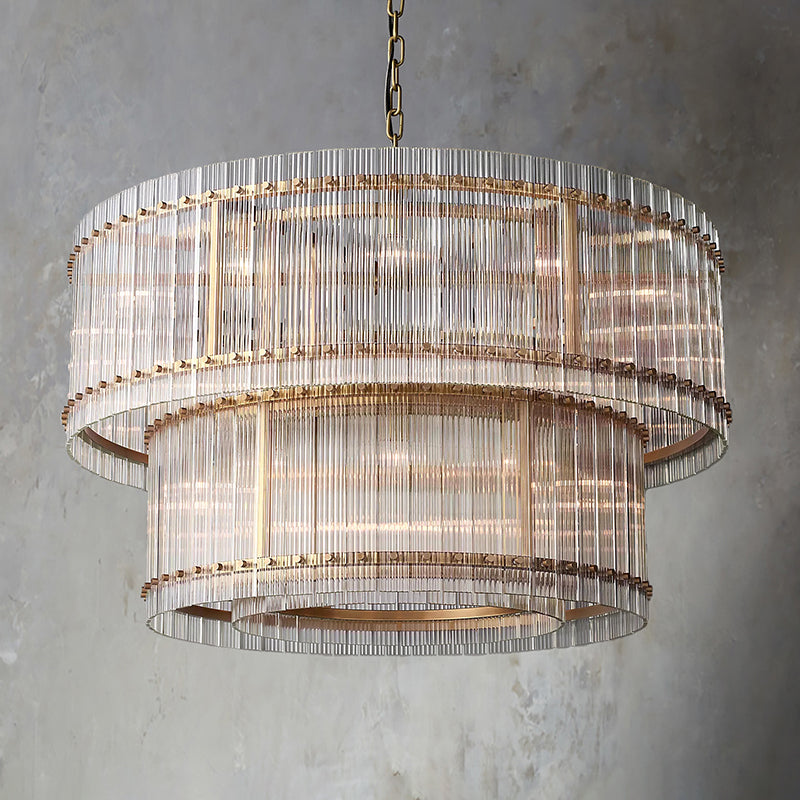 San Marc Handmade Glass 2-Tier Round Chandelier 48"-Sylvia Space