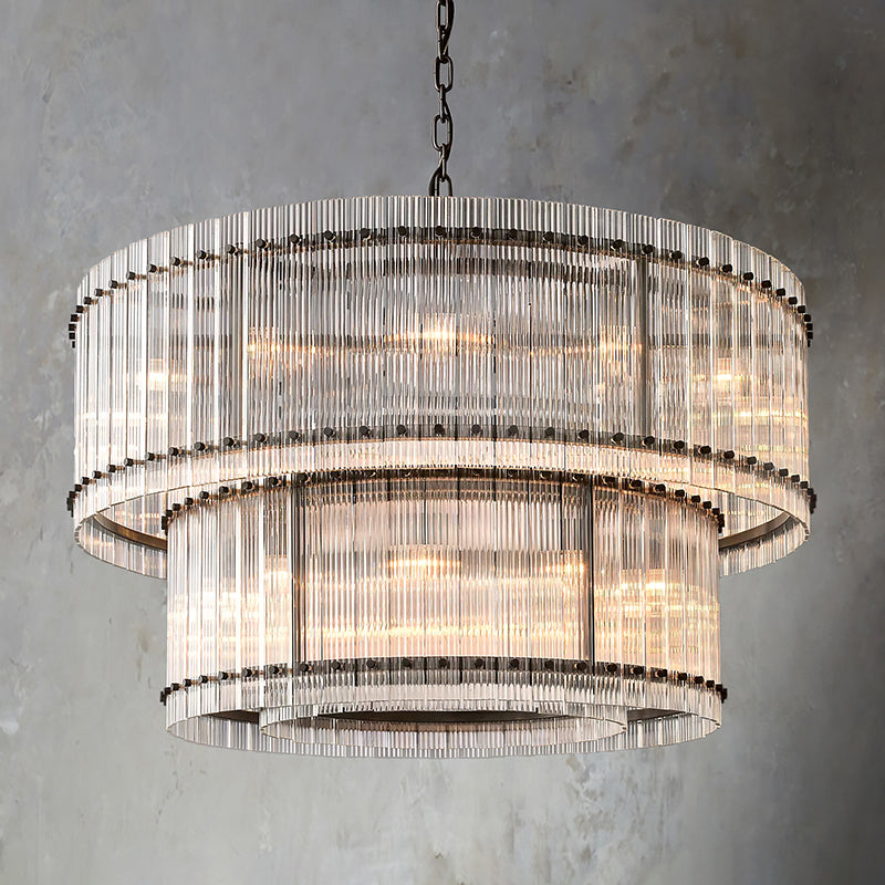 San Marc Handmade Glass 2-Tier Round Chandelier 48"-Sylvia Space