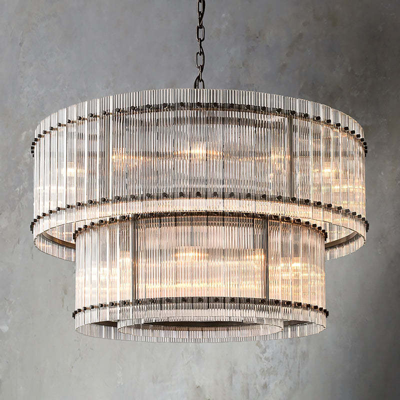 San Marc Handmade Glass 2-Tier Round Chandelier 48"-Sylvia Space