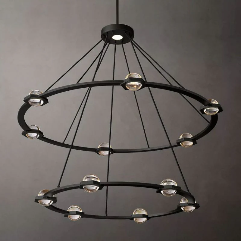 Eclatanty Crystal Ball 2-Tier Round Chandelier 48"