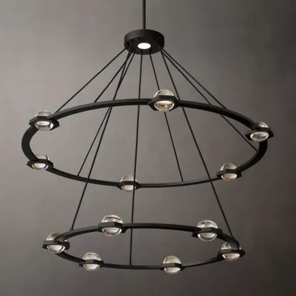 Eclatanty Crystal Ball 2-Tier Round Chandelier 48"