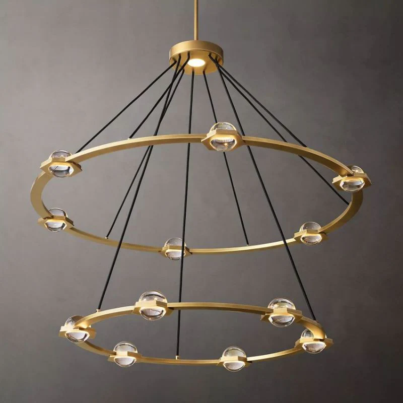 Eclatanty Crystal Ball 2-Tier Round Chandelier 48"