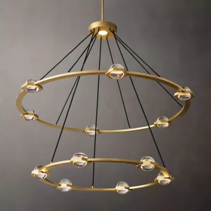 Eclatanty Crystal Ball 2-Tier Round Chandelier 48"