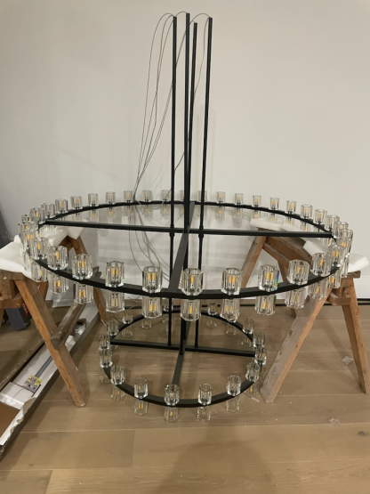 Arcardes Led Round Two-Tier Chandelier For Crystal Cup 60"