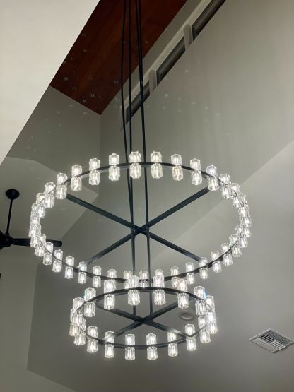 Arcardes Led Round Two-Tier Chandelier For Crystal Cup 60"