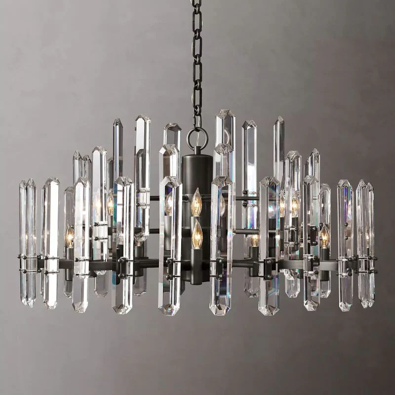 Bonnieo Faceted Crystal Round Chandelier 36"