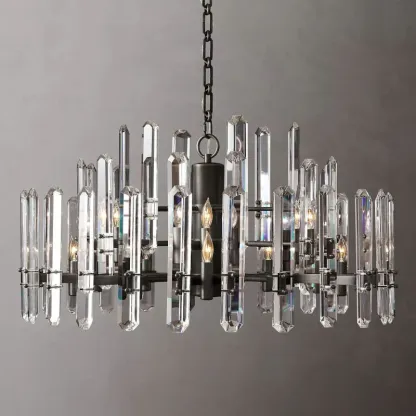 Bonnieo Faceted Crystal Round Chandelier 36"
