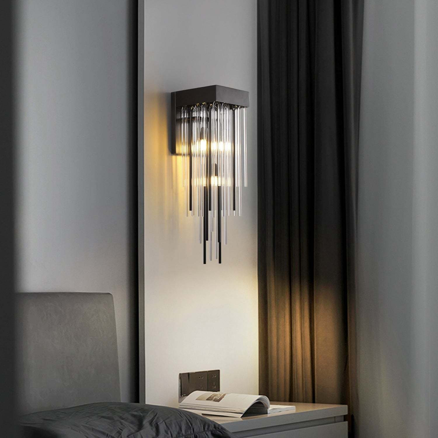 Cascade Glass Brass Wall Sconce-Sylvia Space