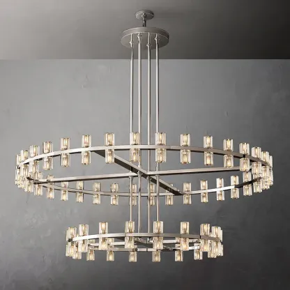 Arcardes Led Round Two-Tier Chandelier For Crystal Cup 60"