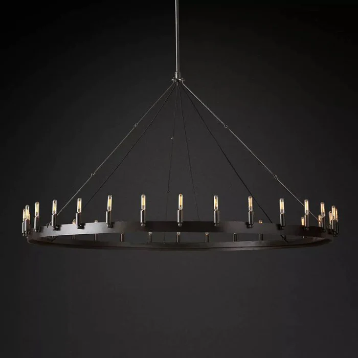 Caminy Vintage Filament Round Chandelier 63"