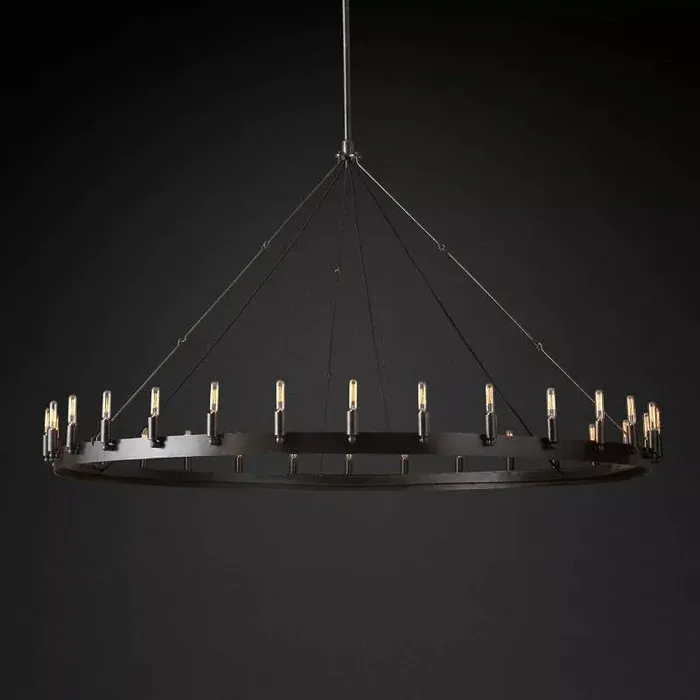 Caminy Vintage Filament Round Chandelier 63"