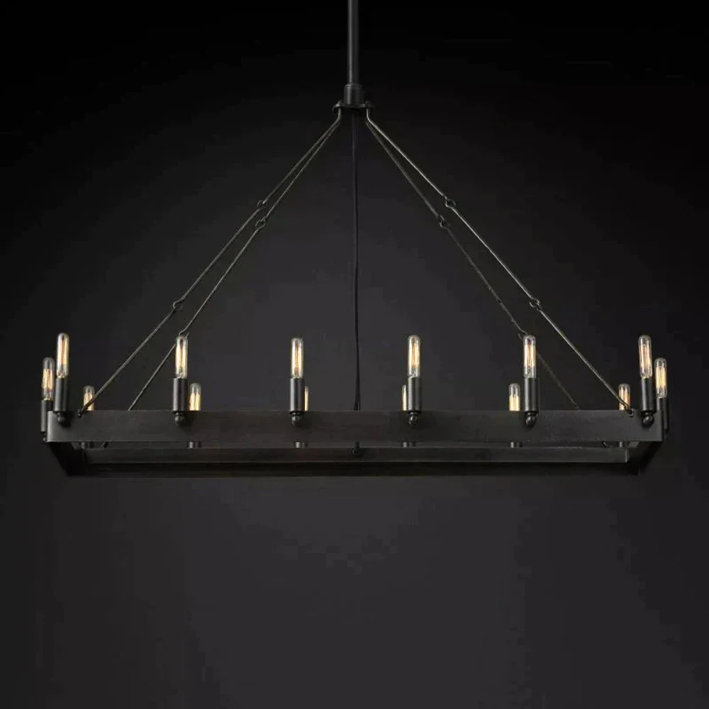 Caminy Vintage Filament Rectangular Chandelier
