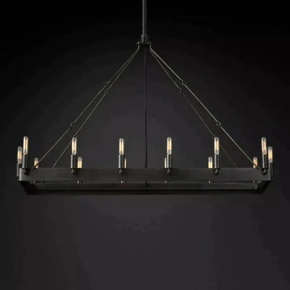 Caminy Vintage Filament Rectangular Chandelier
