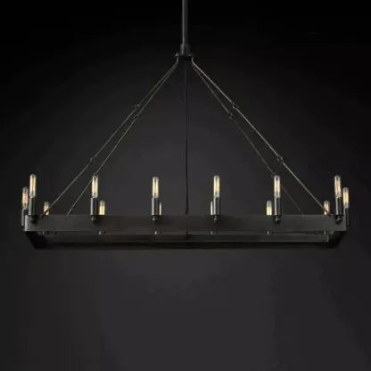 Caminy Vintage Filament Rectangular Chandelier
