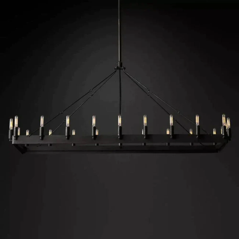 Caminy Vintage Filament Rectangular Chandelier