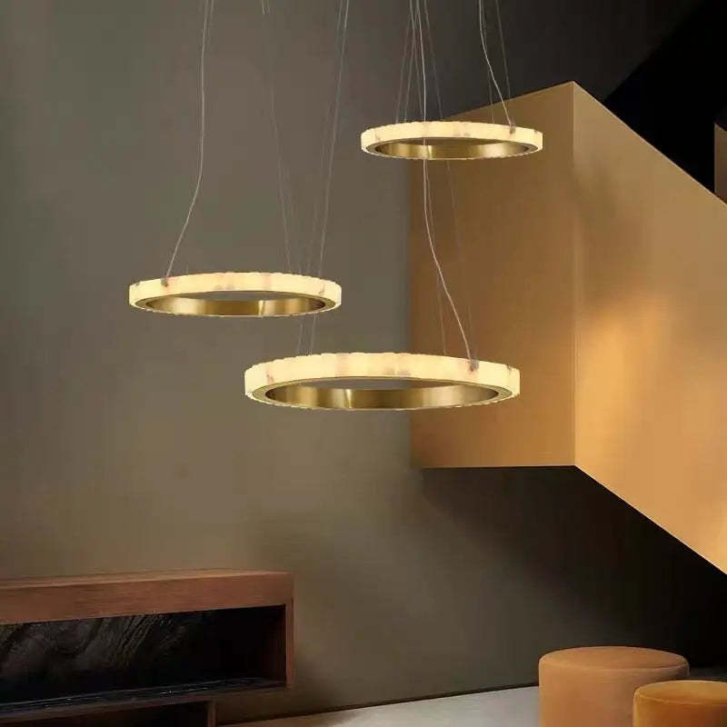 Alabaster Brass Modern Avalon Halo Chandelier