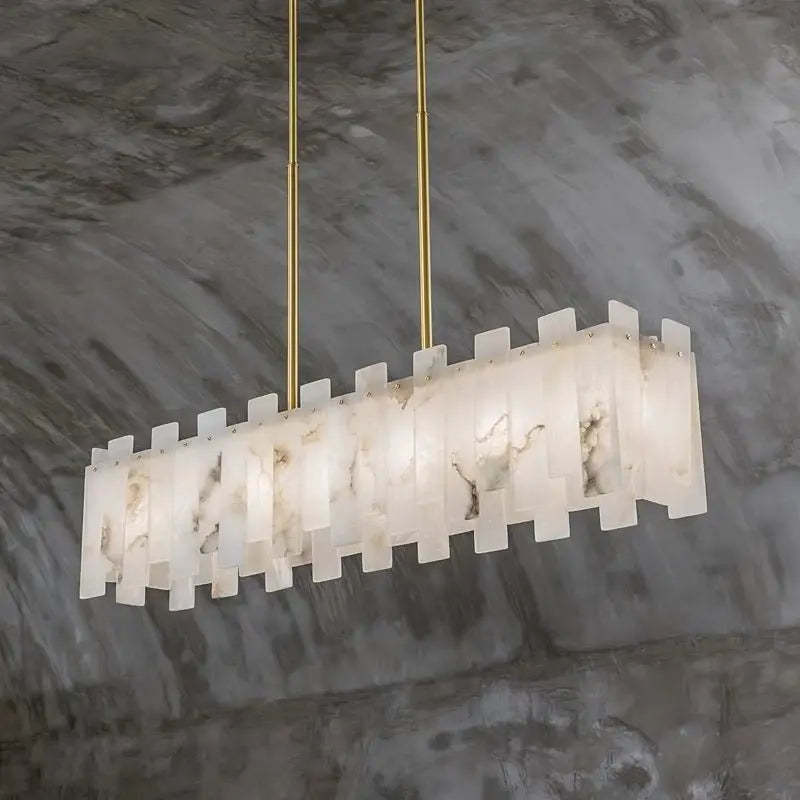 Alabaster Modern Rectangular Dining Room Chandeliers