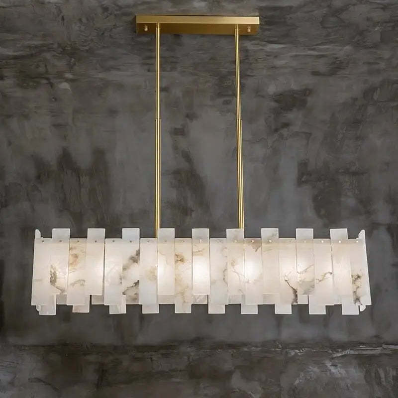 Alabaster Modern Rectangular Dining Room Chandeliers