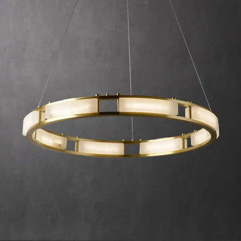 Spain Alabaster Brass Round Chandelier Lighting