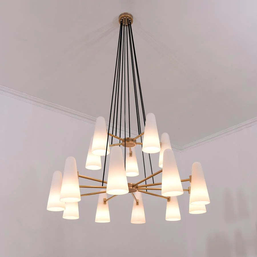 Gloria White Ceramics 2-Tier Round Chandelier 15 Lights-Sylvia Space