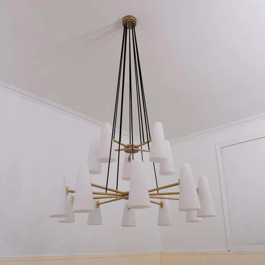 Gloria White Ceramics 2-Tier Round Chandelier 15 Lights-Sylvia Space
