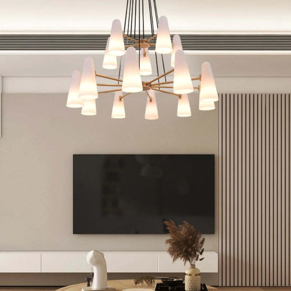 Gloria White Ceramics 2-Tier Round Chandelier 15 Lights-Sylvia Space