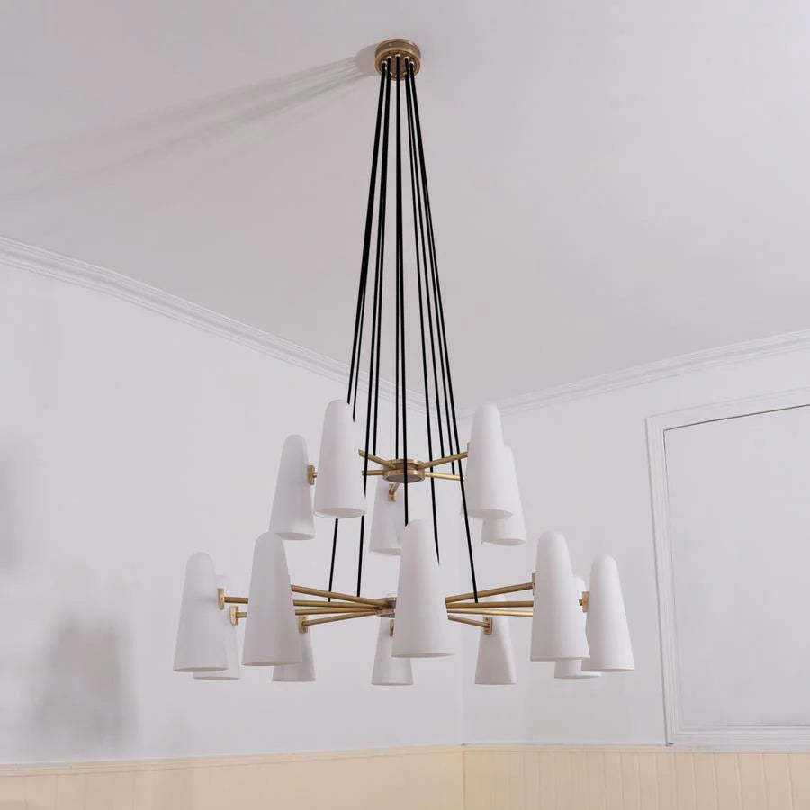 Gloria White Ceramics 2-Tier Round Chandelier 15 Lights-Sylvia Space